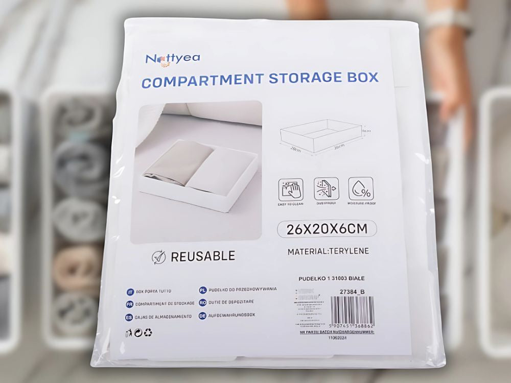 Apģērbu organizators apakšveļai skapja atvilktnei, balts, universāls