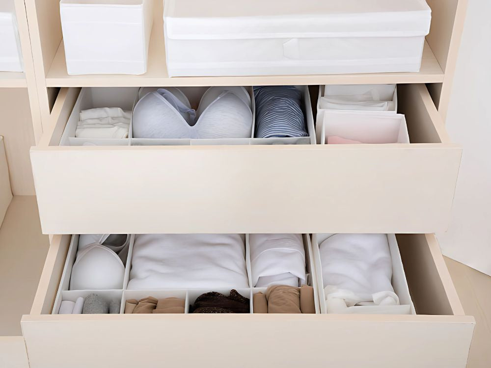 Apakšveļas organizators zeķēm atvilktne skapja nodalījumi ieliktnis balts
