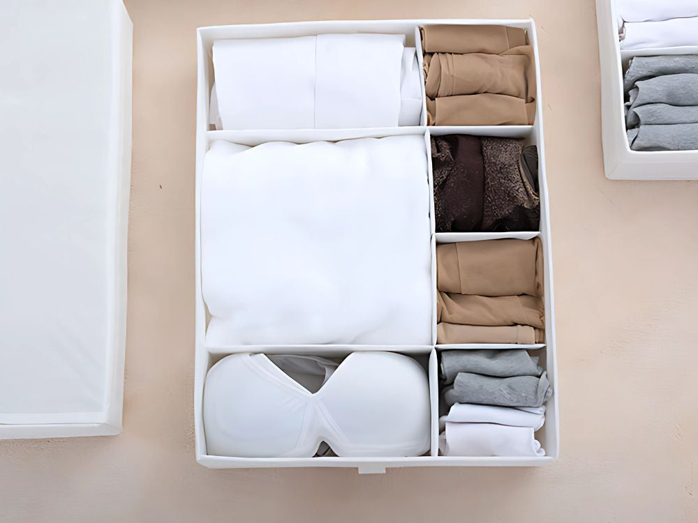 Apakšveļas organizators zeķēm atvilktne skapja nodalījumi ieliktnis balts