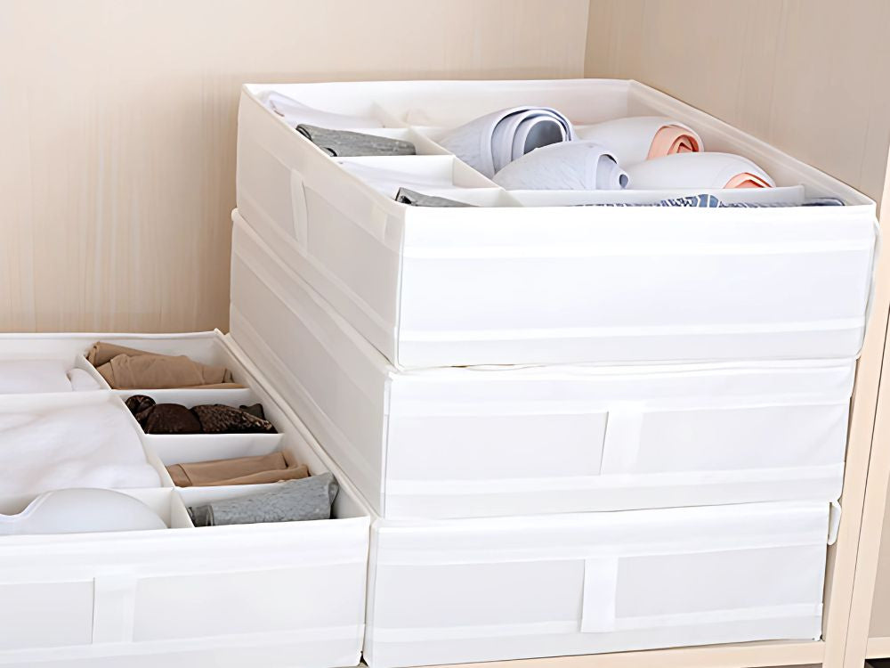 Apakšveļas organizators zeķēm atvilktne skapja nodalījumi ieliktnis balts