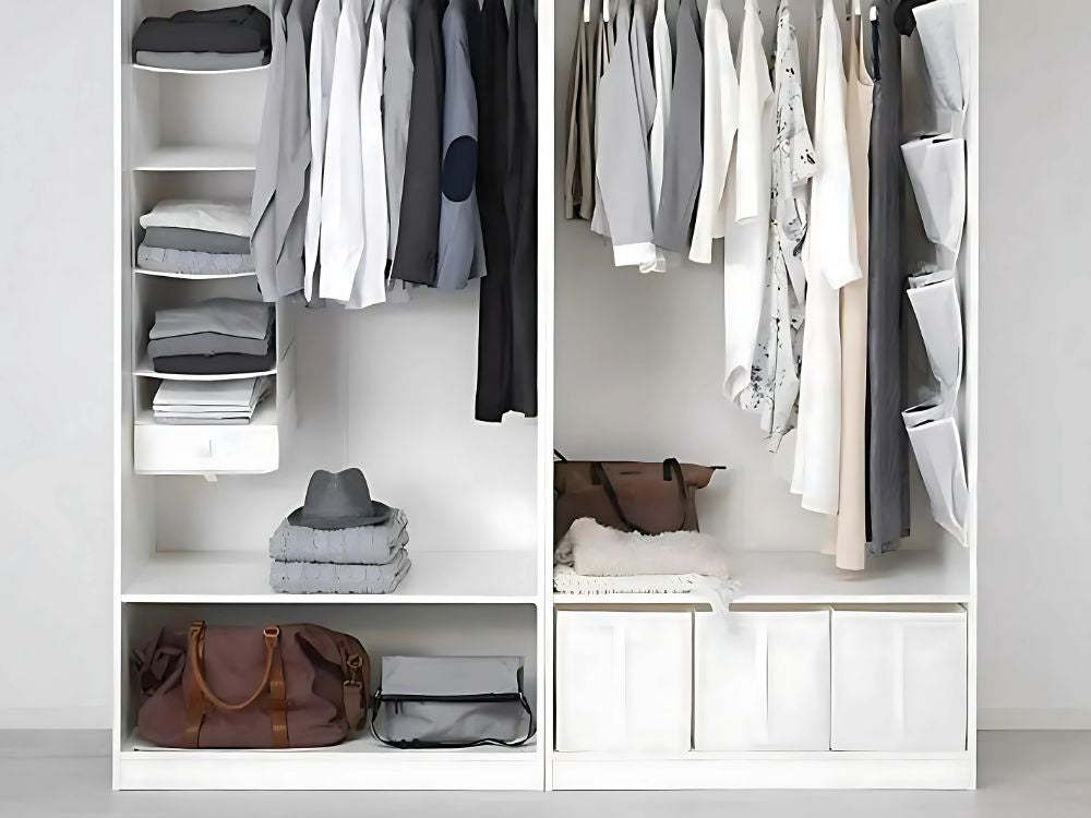 Organizatora kaste drēbēm, drēbju veļa, liels skapja konteiners