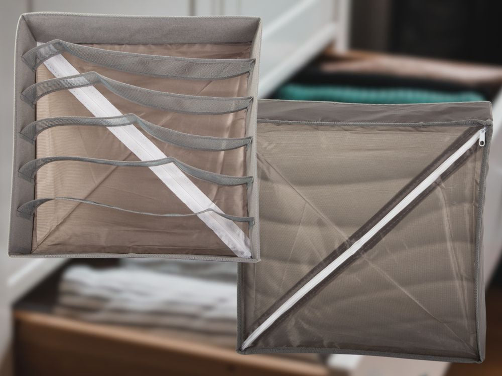 Krūštura organizators ar 6 nodalījumiem skapja atvilktnei, pelēks