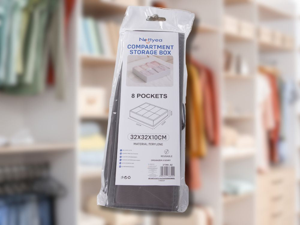 Apakšveļas organizators skapja atvilktnei ar 8 nodalījumiem