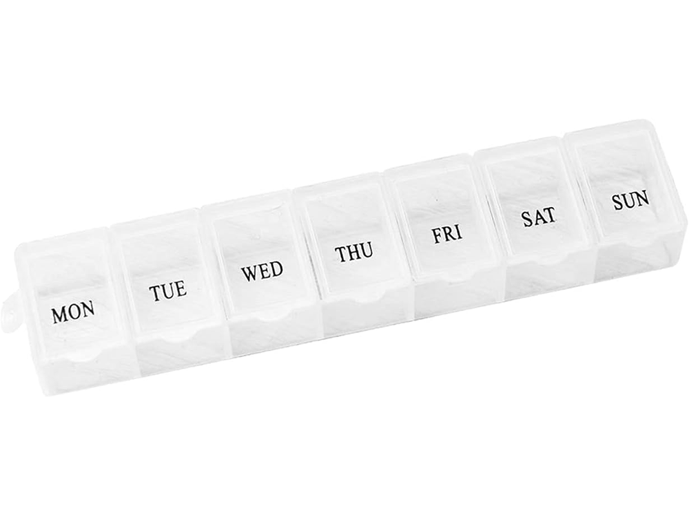 Medikamentu konteiners nedēļas medikamentu kasešu uztura bagātinātāju organizators 7 dienām