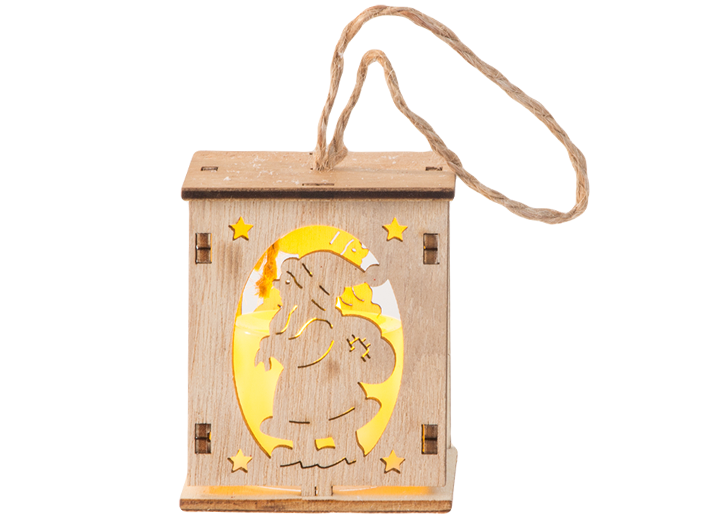 Koka piekaramā Ziemassvētku eglītes laternas apgaismojums Ziemassvētku rotājums Mikijs