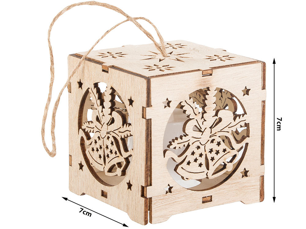 Koka piekaramā laterna Ziemassvētku eglītes apgaismojums Ziemassvētku rotājums zvaniņi