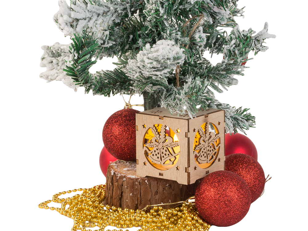 Koka piekaramā laterna Ziemassvētku eglītes apgaismojums Ziemassvētku rotājums zvaniņi