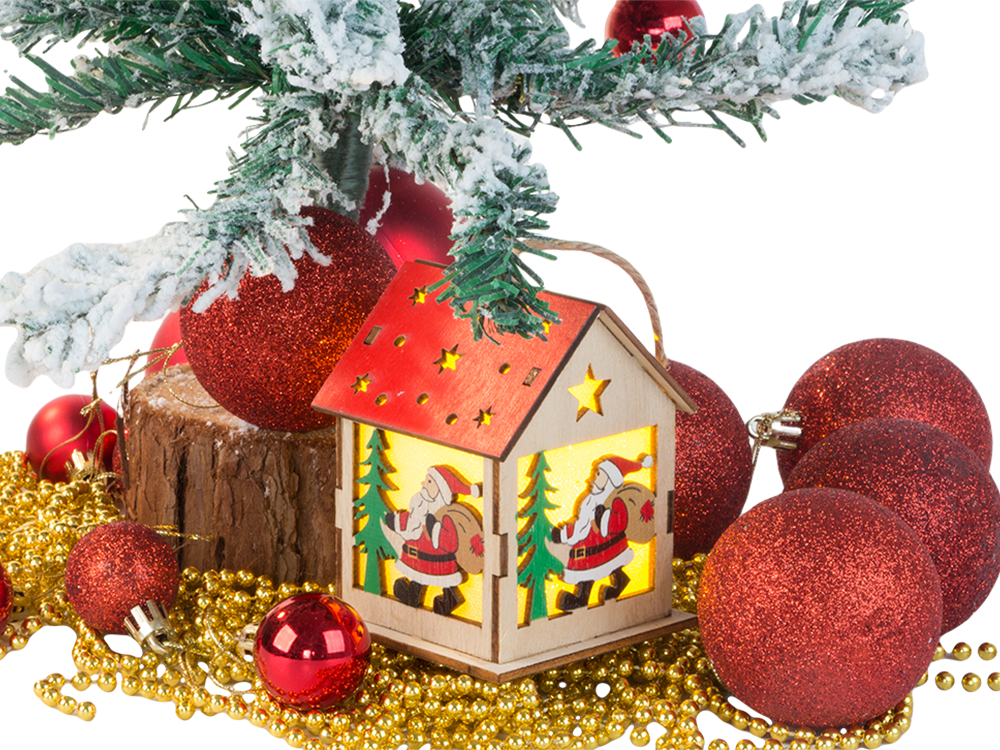 Koka piekaramā Ziemassvētku eglītes laternas apgaismojums Ziemassvētku rotājums Mikijs