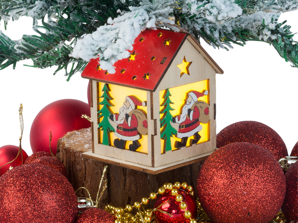 Koka piekaramā Ziemassvētku eglītes laternas apgaismojums Ziemassvētku rotājums Mikijs