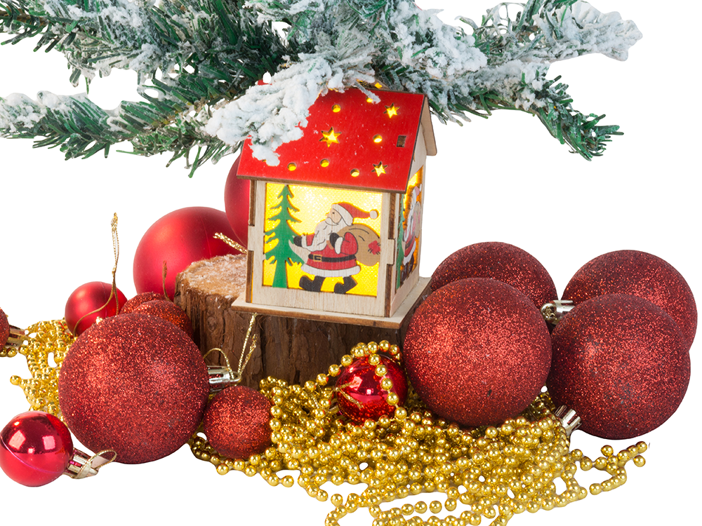 Koka piekaramā Ziemassvētku eglītes laternas apgaismojums Ziemassvētku rotājums Mikijs