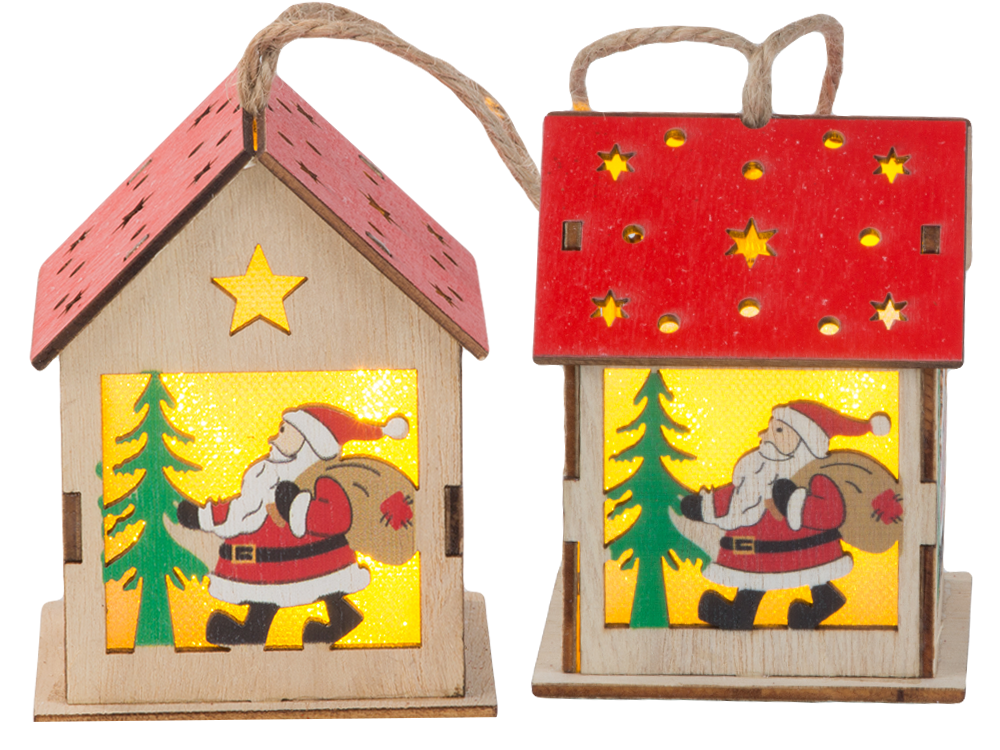 Koka piekaramā Ziemassvētku eglītes laternas apgaismojums Ziemassvētku rotājums Mikijs