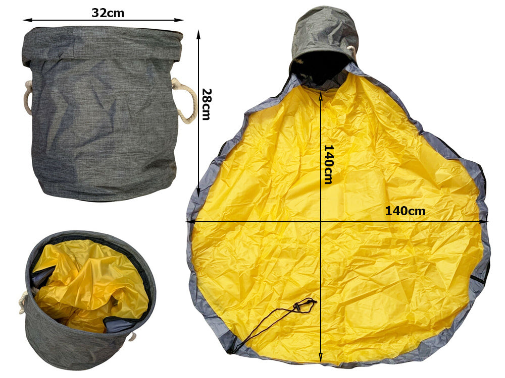 Rotaļu atkritumu klucīši ar paklājiņa organizatora maisiņu, rotaļu atkritumu tvertne ar vāka rokturiem