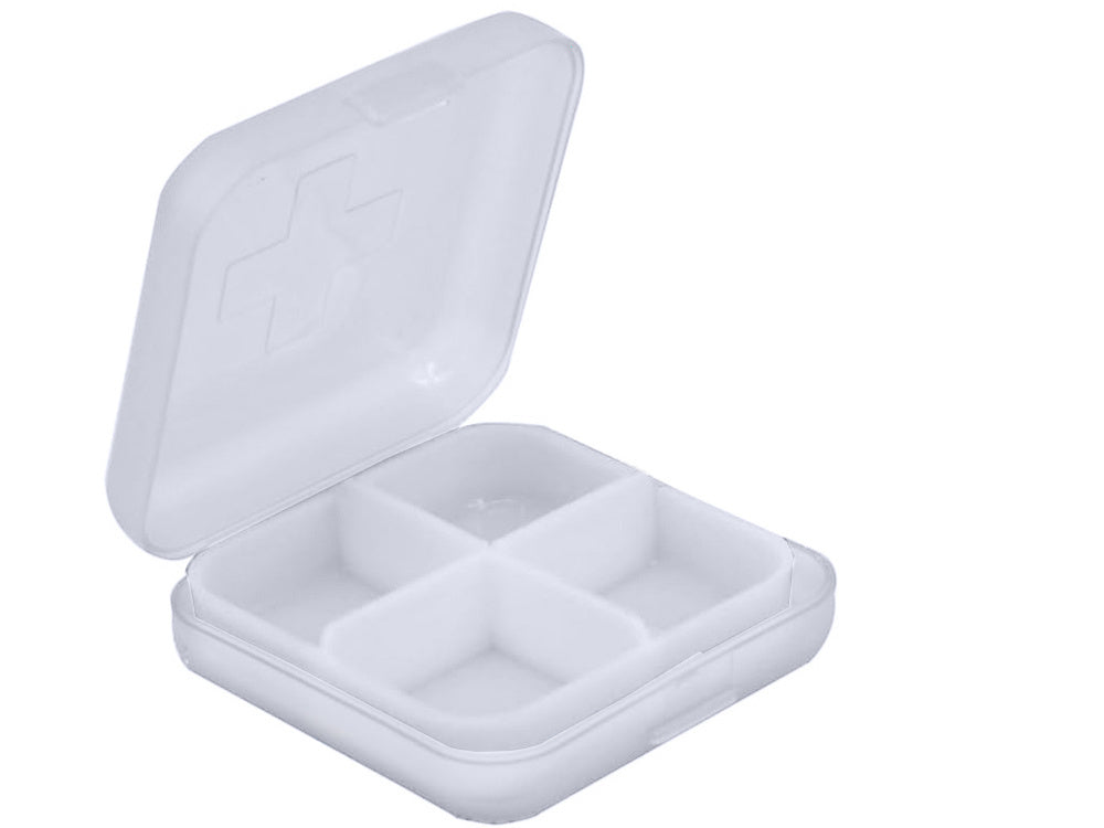 Zāļu kastītes iepakojums, uztura bagātinātāji, tabletes, ceļojumi, 4 nodalījumi