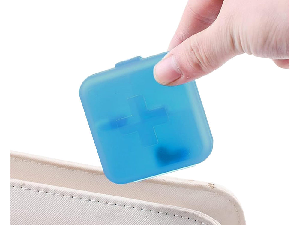 Zāļu kastītes iepakojums, uztura bagātinātāji, tabletes, ceļojumi, 4 nodalījumi