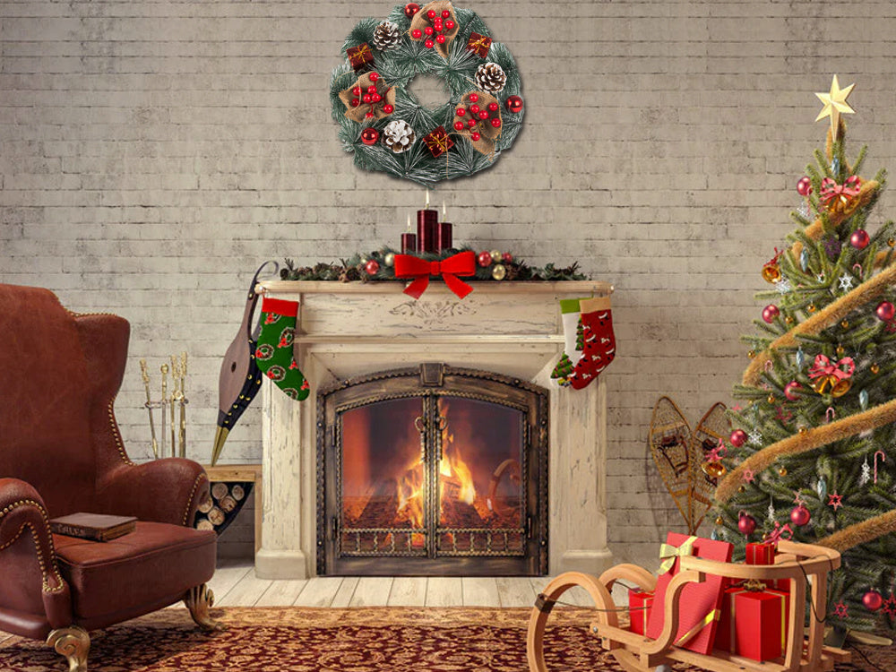 Ziemassvētku vainaga vītne, Ziemassvētku rotājumi, durvju dekors, logs