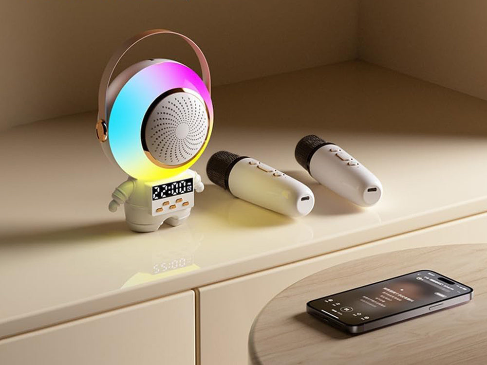 Bezvadu karaoke personālais komplekts Bluetooth skaļrunim + 2 mikrofoniem