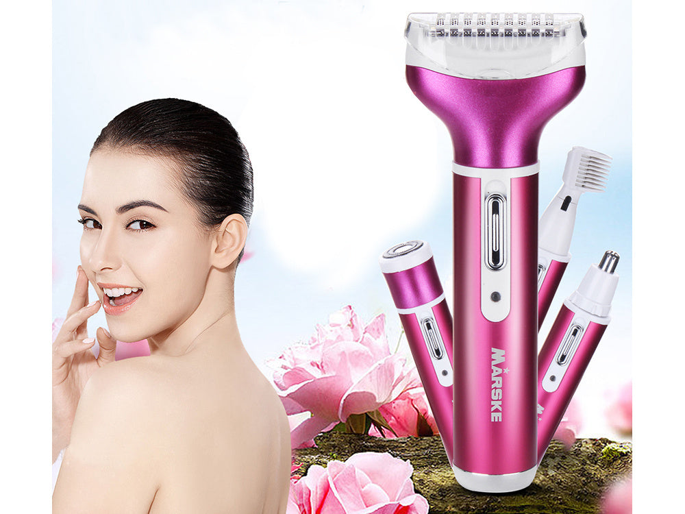 Depilators sieviešu ķermeņa skuveklis kāju trimmeris 4in1 maināmi uzgaļi USB