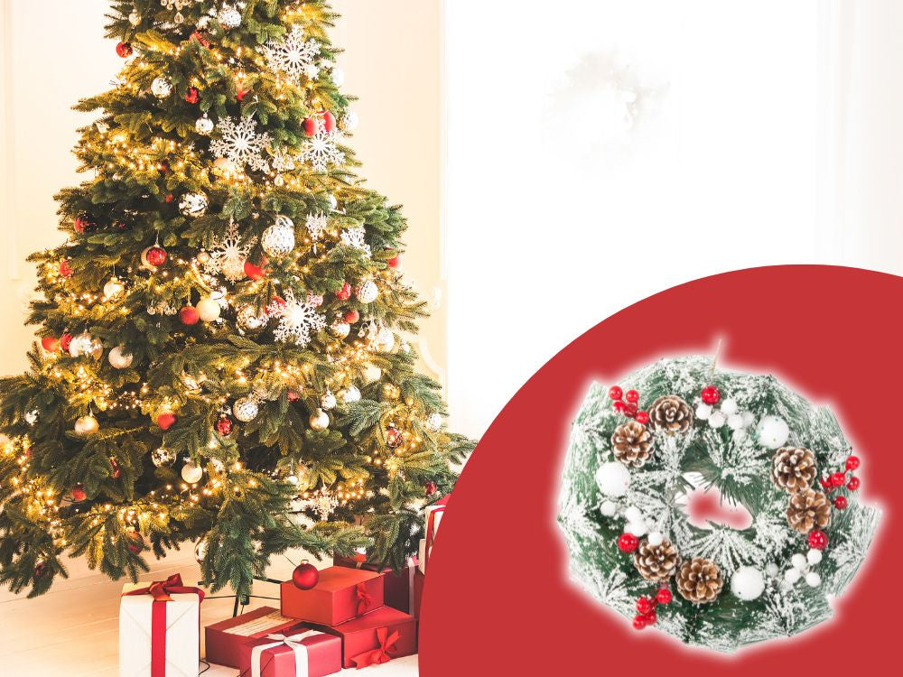 Ziemassvētku vainaga vītne, Ziemassvētku rotājumi, durvju dekors, logs