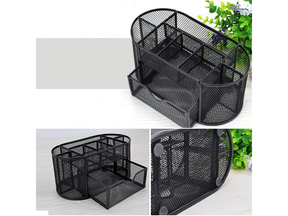 Rakstāmgalda organizators ar 8 nodalījumiem, atvilktnēm, skapīša plauktiem, metāla