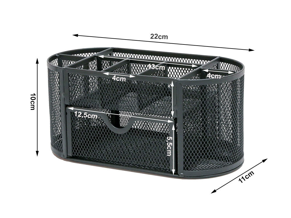 Rakstāmgalda organizators ar 8 nodalījumiem, atvilktnēm, skapīša plauktiem, metāla