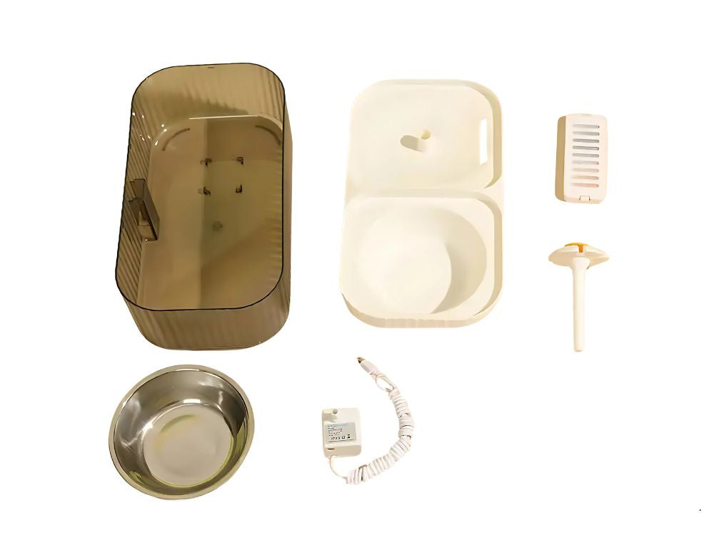 Automātiska kaķu dzirdinātava suņu ūdens strūklaka ar filtru un barības bļodu