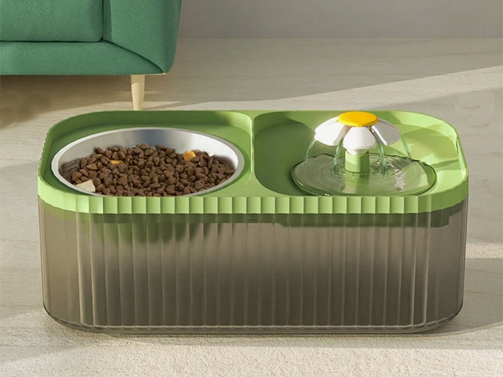 Automātiska kaķu dzirdinātava suņu ūdens strūklaka ar filtru un barības bļodu