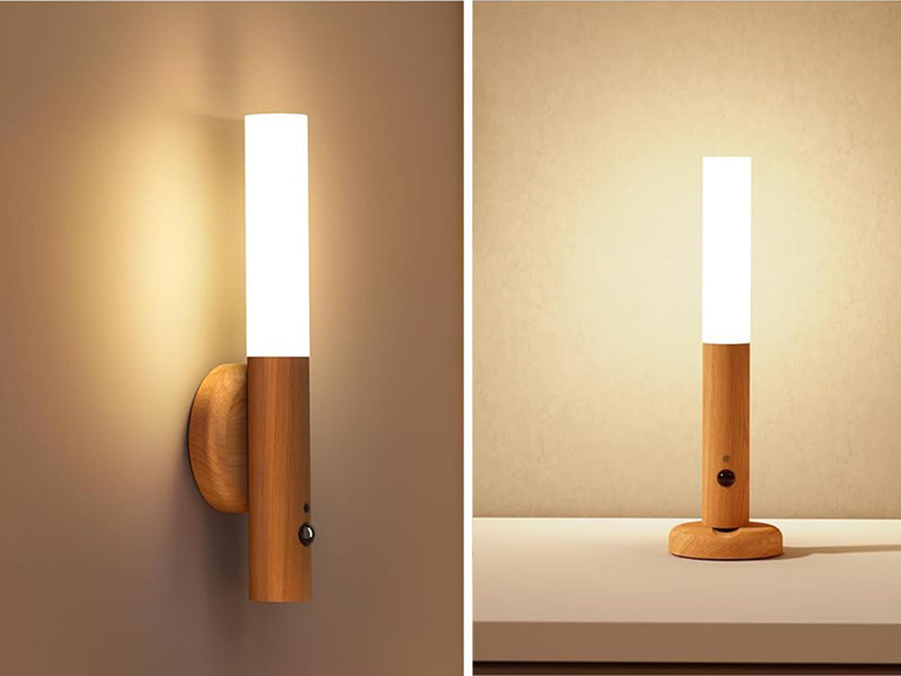 LED lampa ar siltu sienas lampu un kustību detektoru, pie sienas stiprināmu magnētu