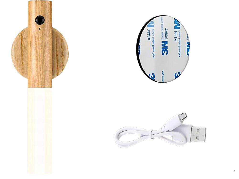 LED lampa ar siltu sienas lampu un kustību detektoru, pie sienas stiprināmu magnētu
