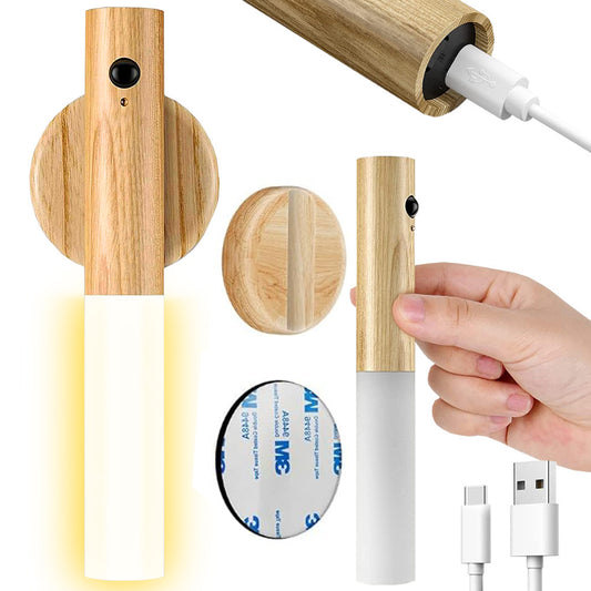 LED lampa ar siltu sienas lampu un kustību detektoru, pie sienas stiprināmu magnētu