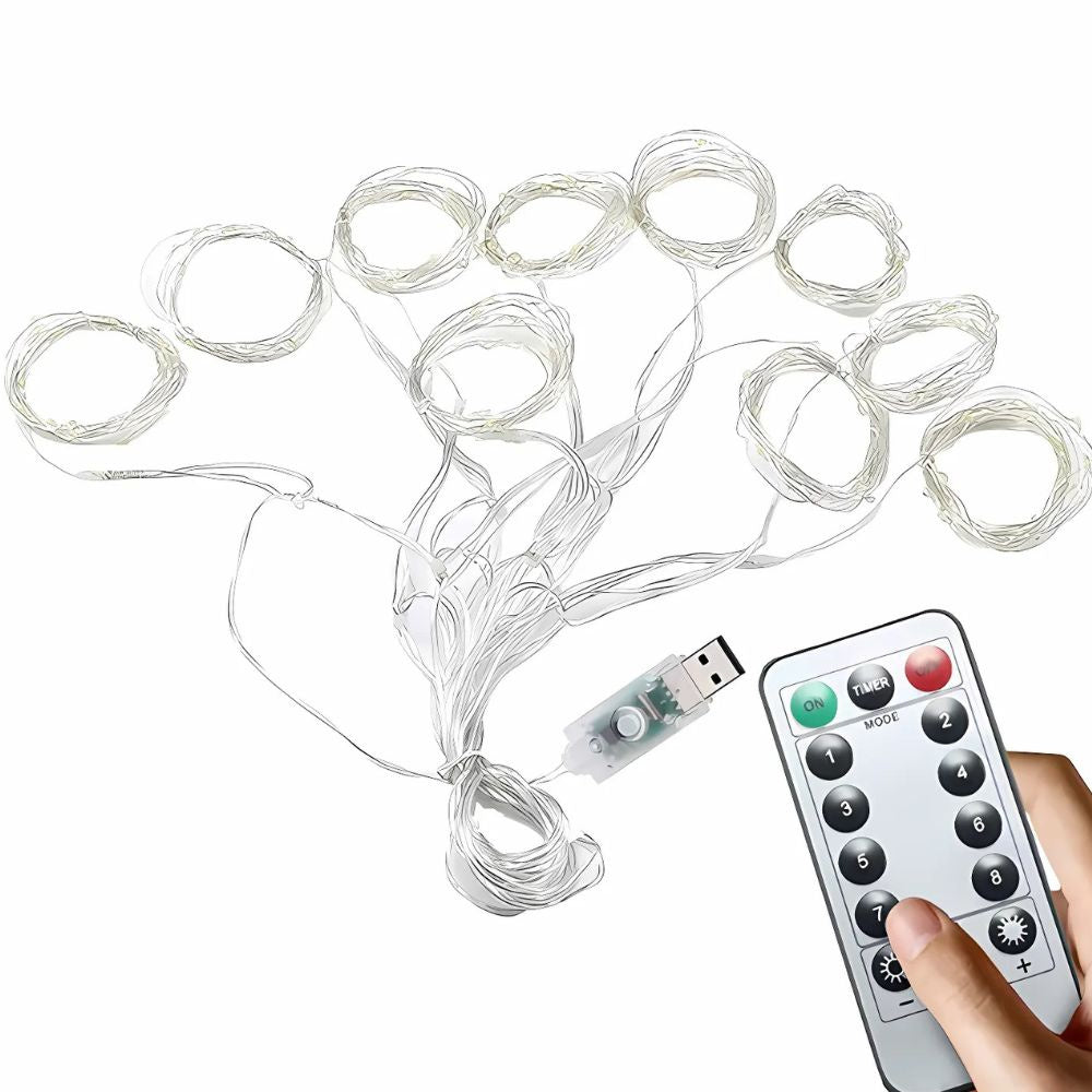 Gaismas svētku vītnes gaismas aizkars 300 LED iekštelpu silts USB