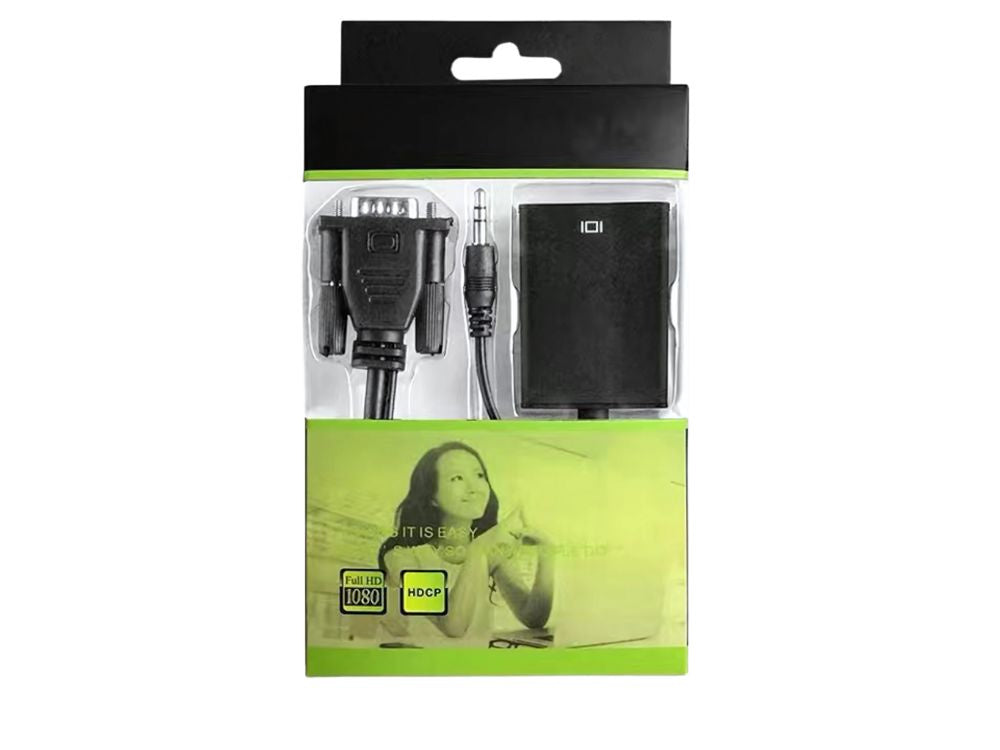 VGA-HDMI Full HD D-Sub pārveidotāja kabelis ar 3,5 collu ligzdu un USB