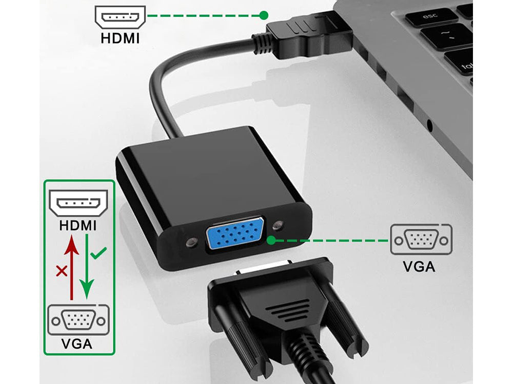 Pārveidotāja adaptera HDMI uz VGA D-Sub kabelis, melns