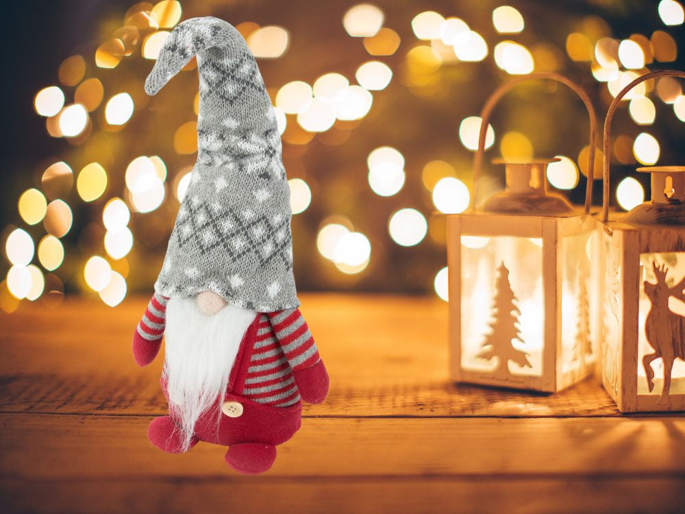 Ziemassvētku spoks sarkans spoks ar Ziemassvētku bārdu 38cm mīksts