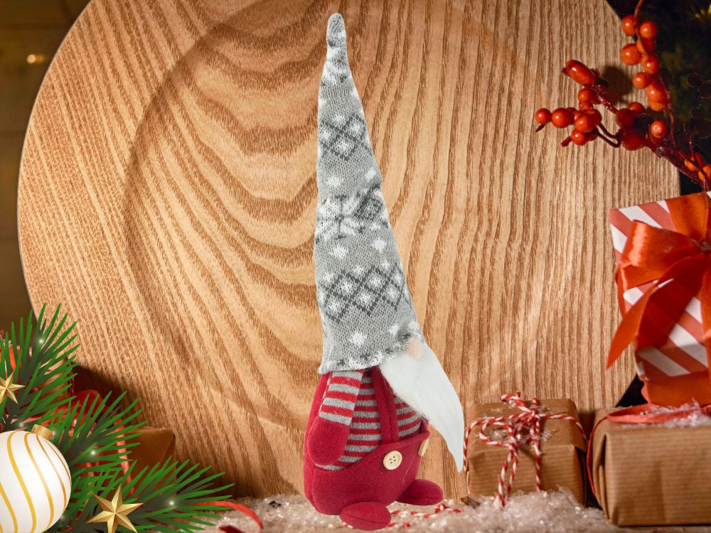 Ziemassvētku spoks sarkans spoks ar Ziemassvētku bārdu 38cm mīksts