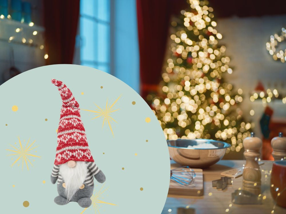 Ziemassvētku spoka pelēks rūķītis ar Ziemassvētku eglītes bārdu 38cm mīksts