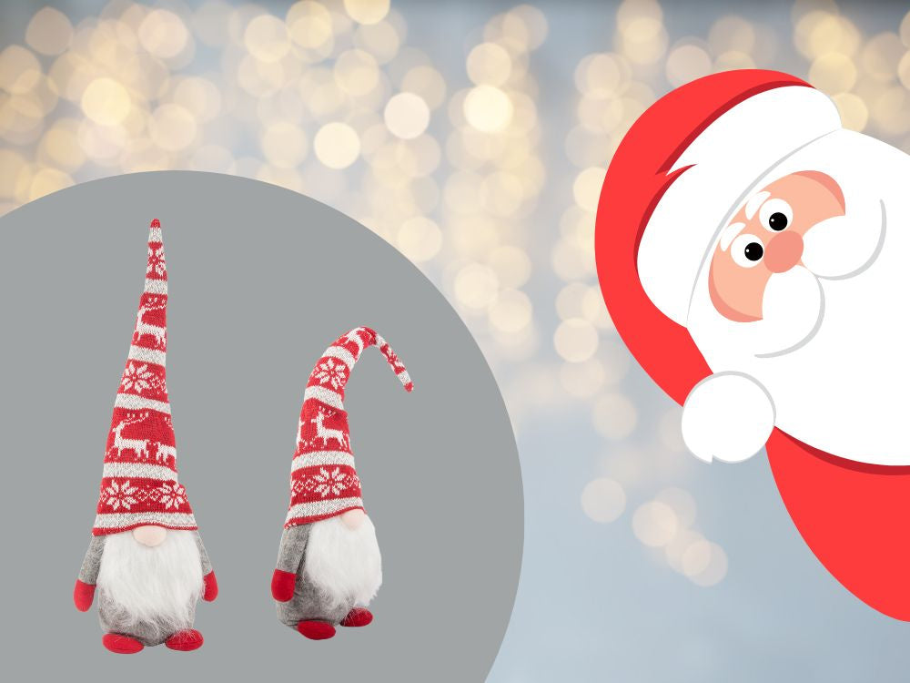 Ziemassvētku spoka pelēks rūķītis ar Ziemassvētku eglītes bārdu 48cm mīksts