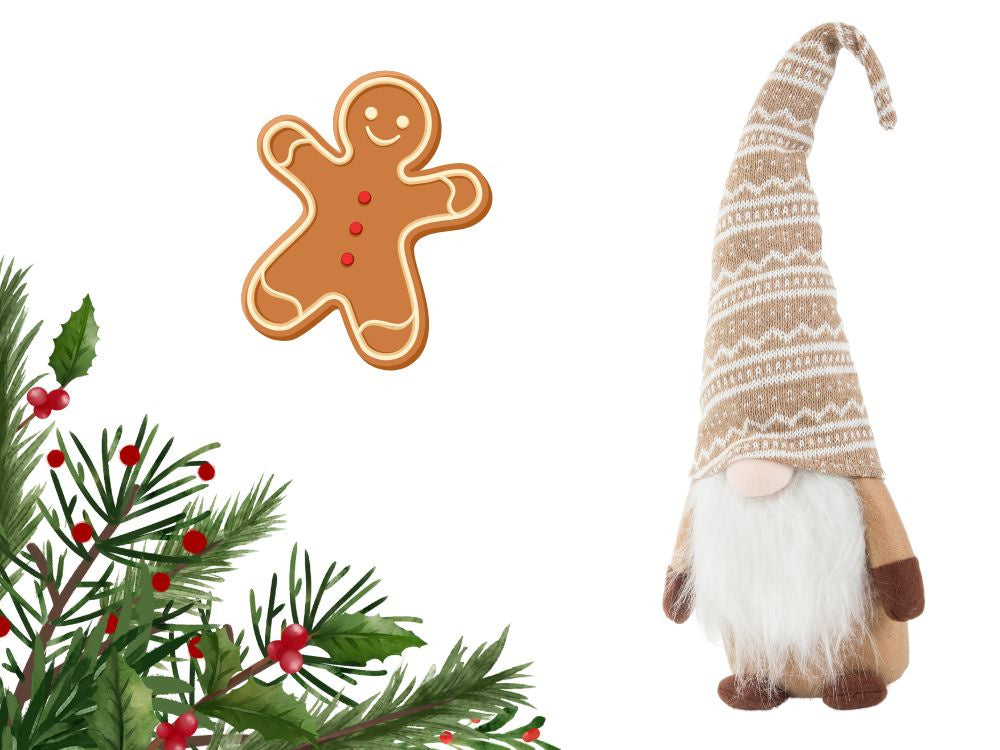 Ziemassvētku spoks brūns spoks ar Ziemassvētku bārdu 48 cm mīksts