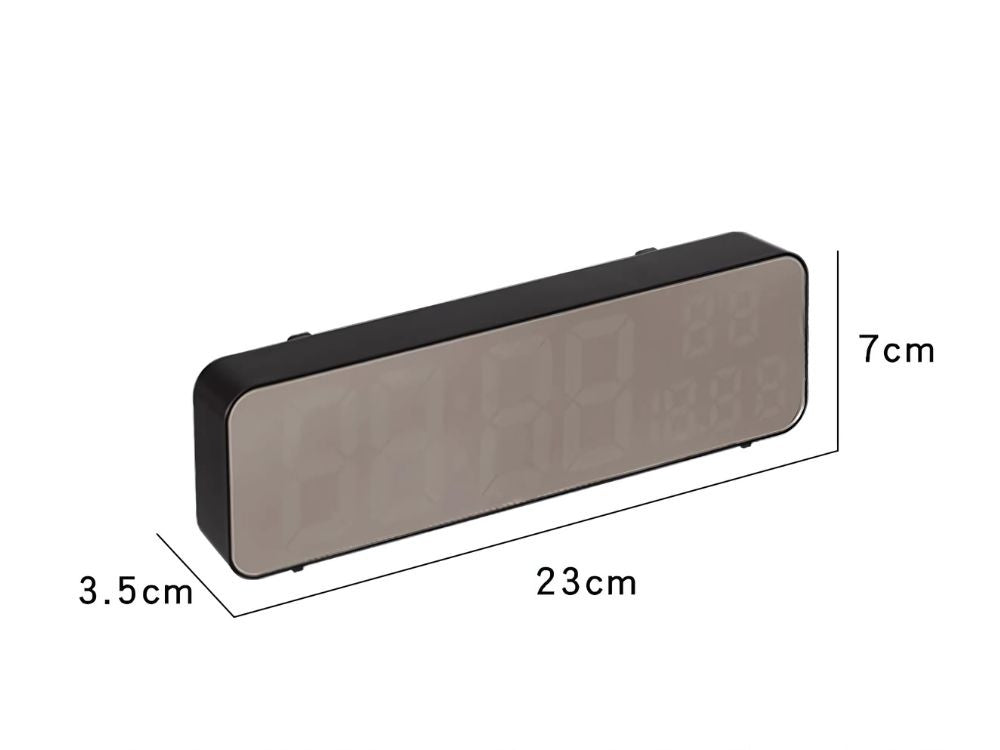 Elektroniskais pulkstenis, digitālais modinātājpulkstenis, termometrs, spogulis, stāvošs, USB baterijas