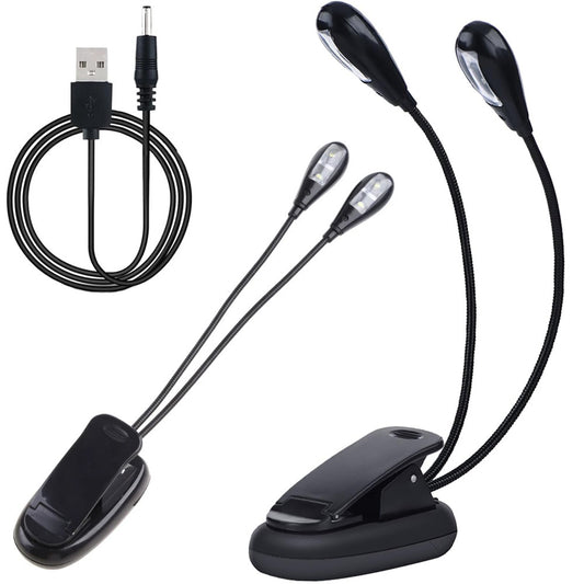 Klipa LED galda lampa skolai, elastīga lasīšanas dubultklipa