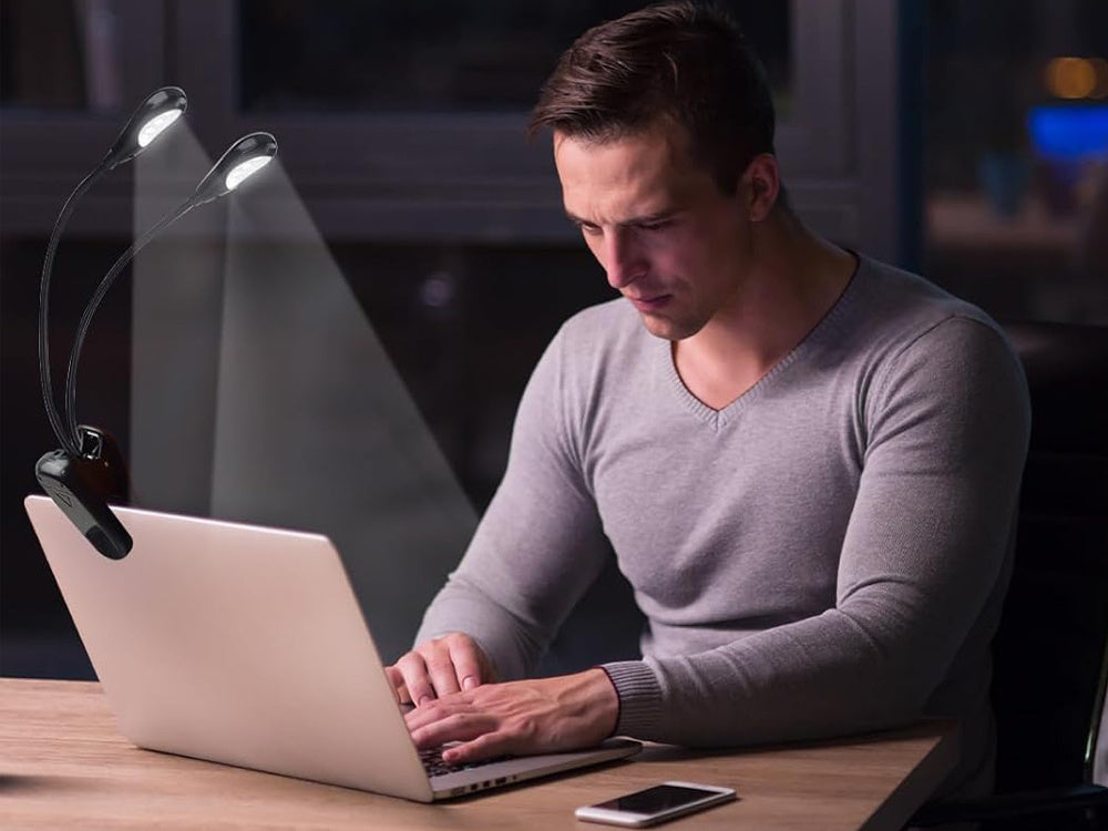 Klipa LED galda lampa skolai, elastīga lasīšanas dubultklipa