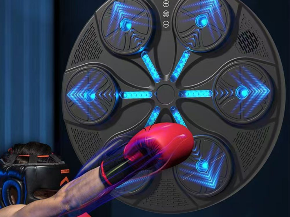 Boksa vairoga trenažieris MMA mūzikai USB 8 līmeņi + boksa cimdi