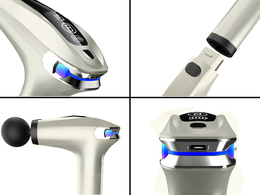 Muguras masāžas pistoles ķermeņa kāju masieris spēcīgs masāžas pistoles 4 uzgaļi