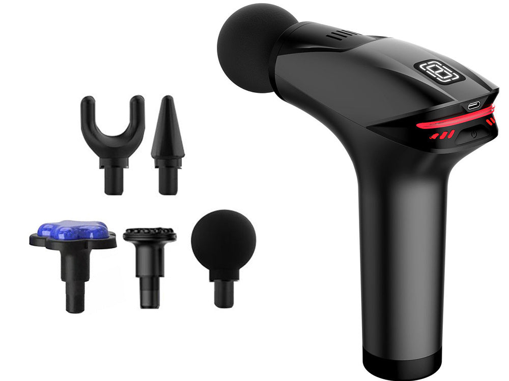 Muguras masāžas pistoles ķermeņa kāju masieris spēcīgs masāžas pistoles 5 uzgaļi