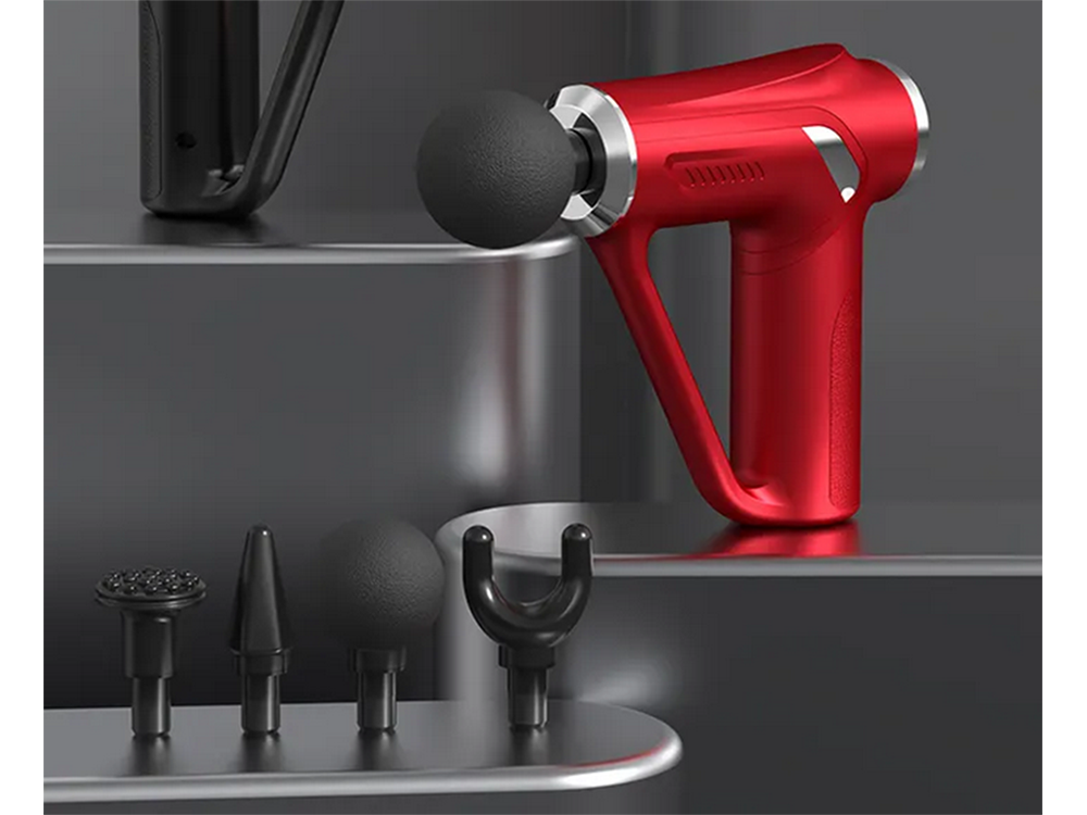 Muguras masāžas pistoles ķermeņa kāju masieris spēcīgs masāžas pistoles 4 uzgaļi