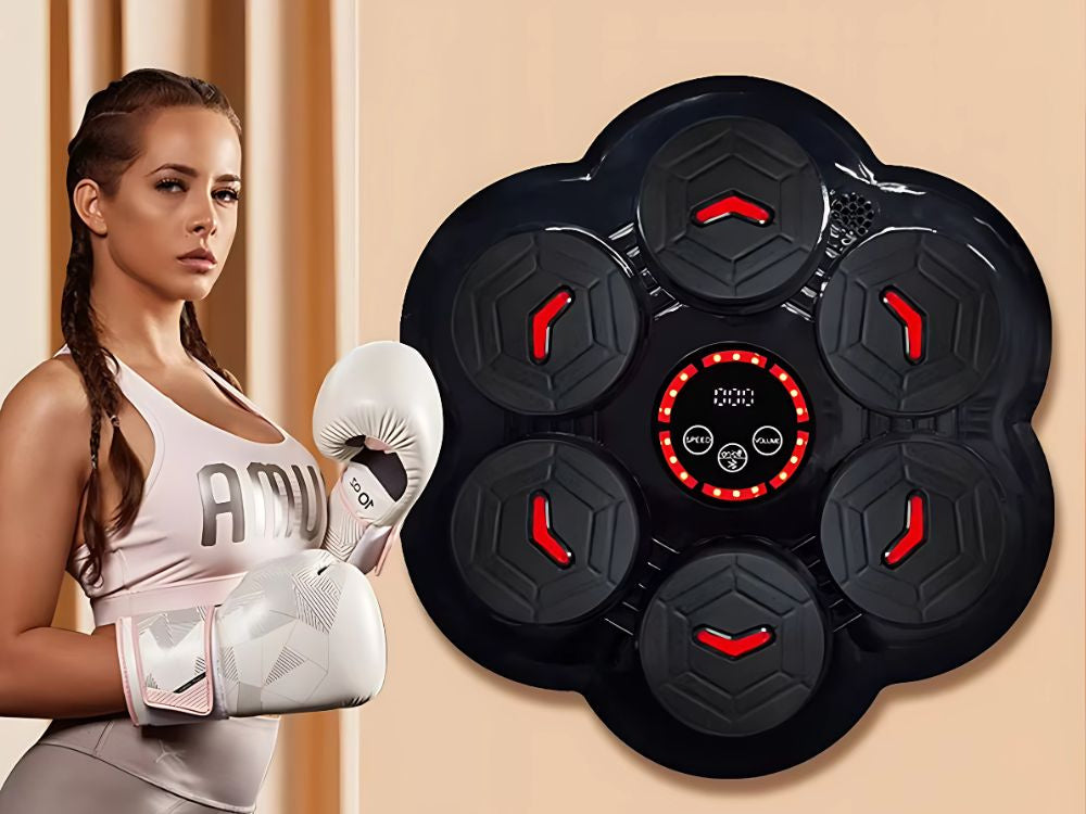 Boksa vairoga trenažieris ar mūziku, Bluetooth, USB, C + boksa cimdi