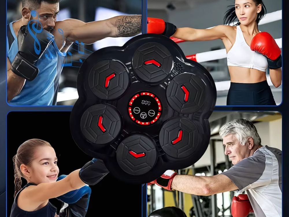 Boksa vairoga trenažieris ar mūziku, Bluetooth, USB, C + boksa cimdi