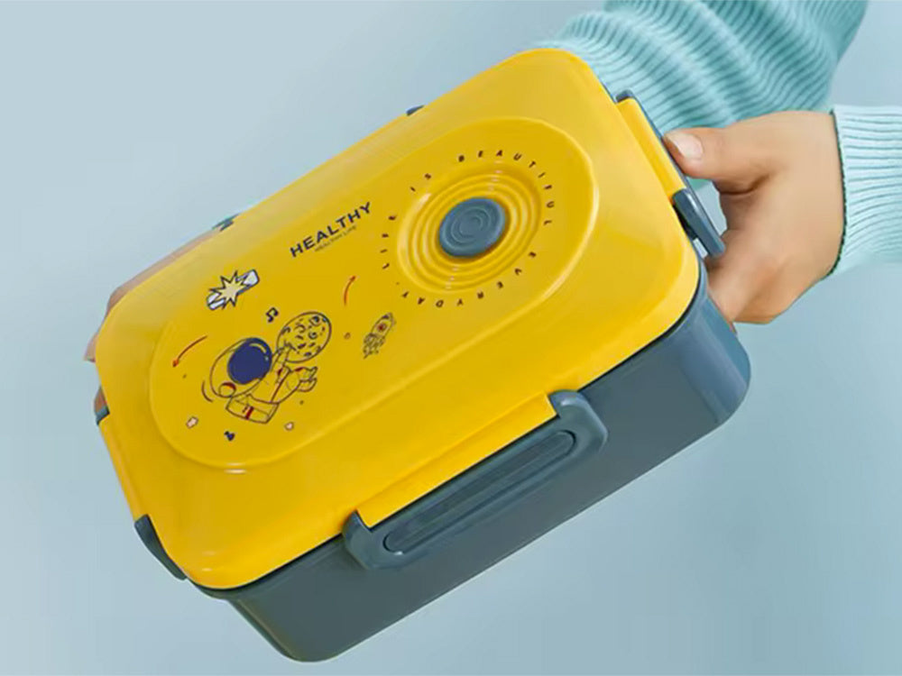 Pusdienu kastes brokastu trauks pusdienām ar nodalījumiem galda piederumiem