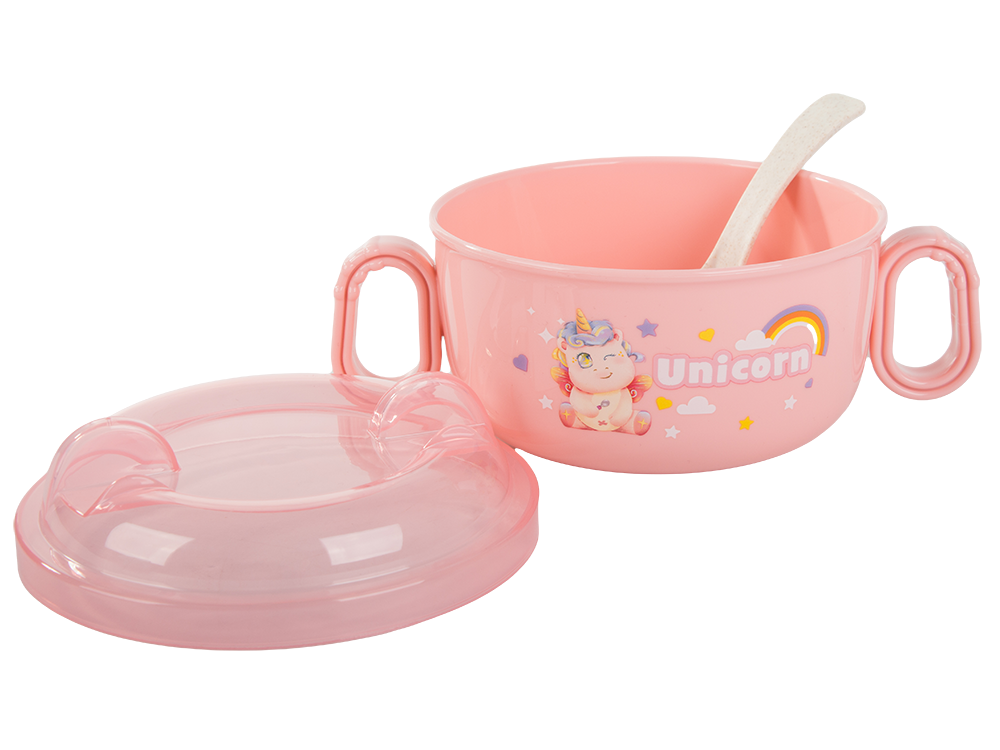 Barošanas piederumu komplekts bērnu pārtikas bļoda ar rokturiem un karoti