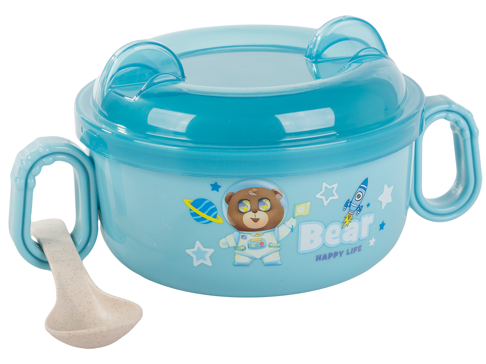 Barošanas piederumu komplekts bērnu pārtikas bļoda ar rokturiem un karoti