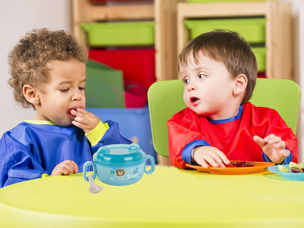 Barošanas piederumu komplekts bērnu pārtikas bļoda ar rokturiem un karoti